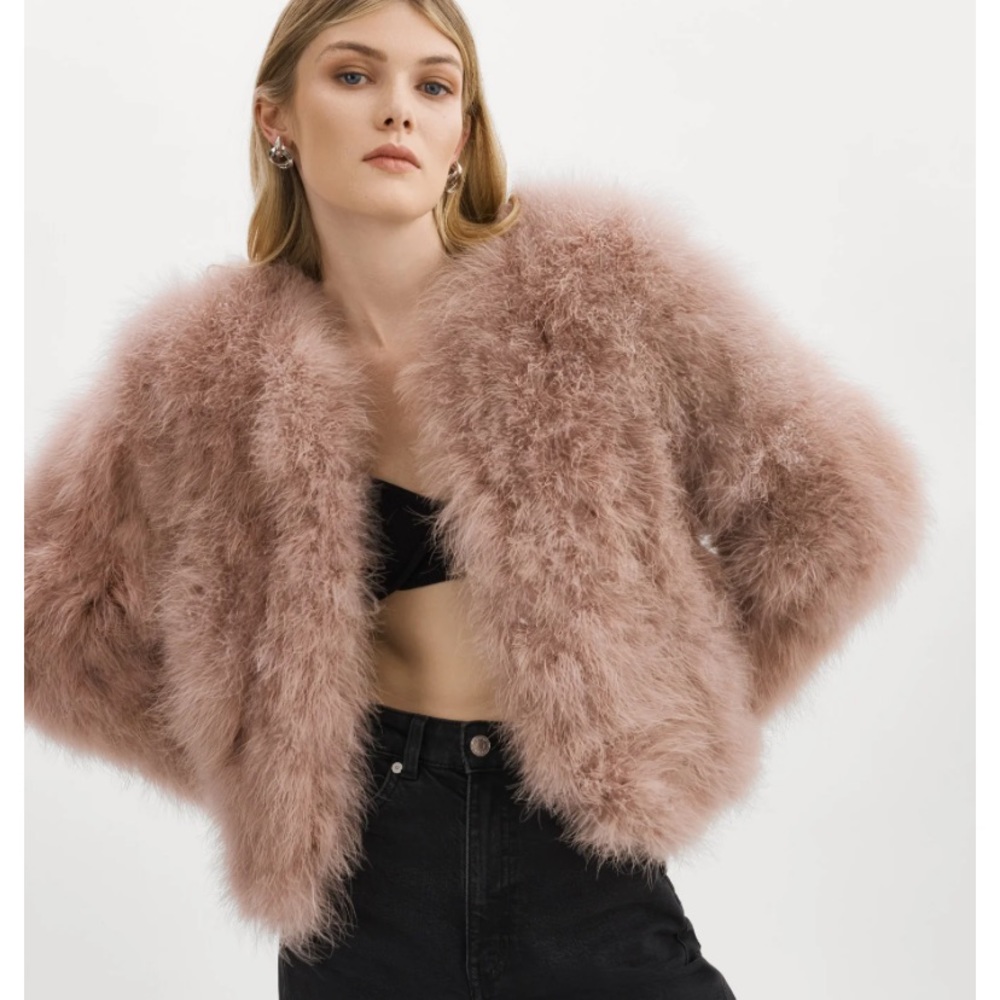 Elegant Pink Faux Fur Jacket